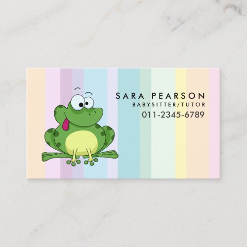Babysitter Tutor Child Care Cute Frog Business Card