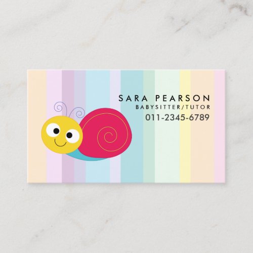 Babysitter Tutor Child Care Cute Snail Business Card