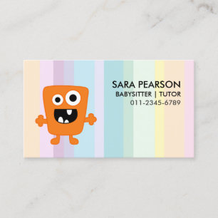 Babysitter Tutor Child Care Orange Monster Alien Business Card