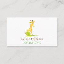 Babysitter Watercolor Giraffe Childcare Provider Business Card