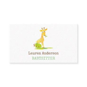 Babysitter Watercolor Giraffe Childcare Provider Business Card Babysitter Watercolor Giraffe Childcare Provider Business Card