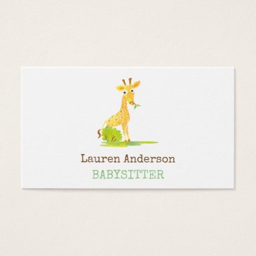 Babysitter Watercolor Giraffe Childcare Provider Business Card Babysitter Watercolor Giraffe Childcare Provider Business Card
