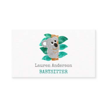 Babysitter Watercolor Koala Childcare Provider Business Card Babysitter Watercolor Koala Childcare Provider Business Card