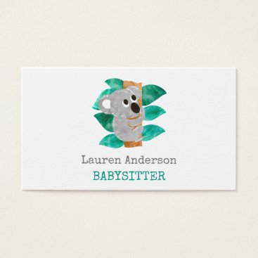 Babysitter Watercolor Koala Childcare Provider Business Card Babysitter Watercolor Koala Childcare Provider Business Card