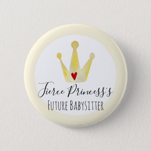 Babysitter Watercolor Princess Girl Baby Shower Button