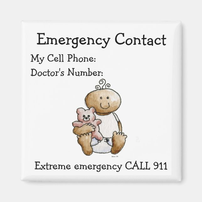 Babysitter's Emergency Contact Magnet (Front)
