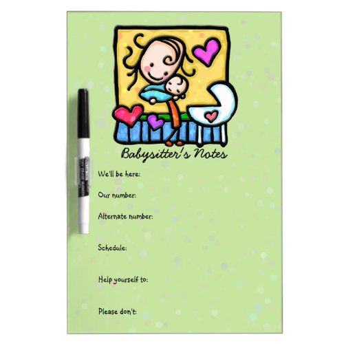 Babysitters message boardContact infoReminders Dry Erase Board