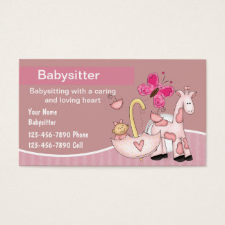 Babysitting Business Cards - Customize 24+ Babysitting Business Card templates online ... - Pink feminine babysitting business card.