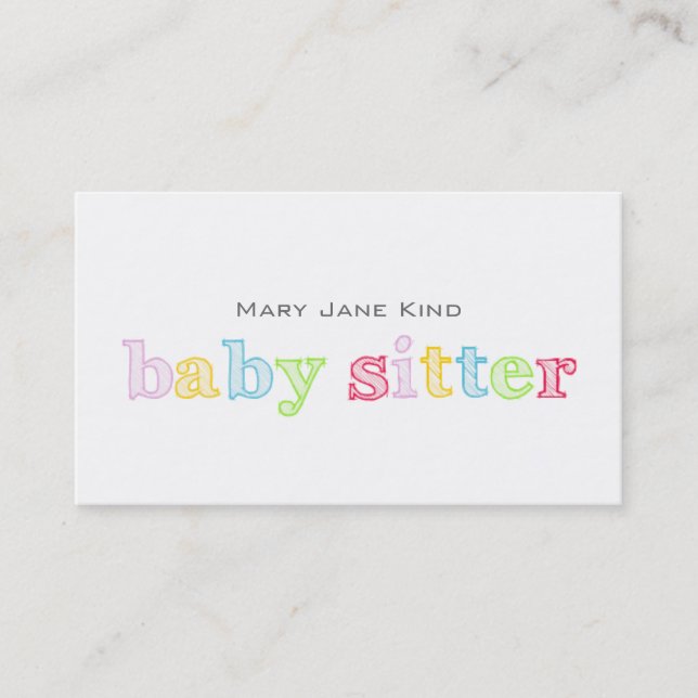 Babysitting & Child Care - Colorful Business Card (Front)