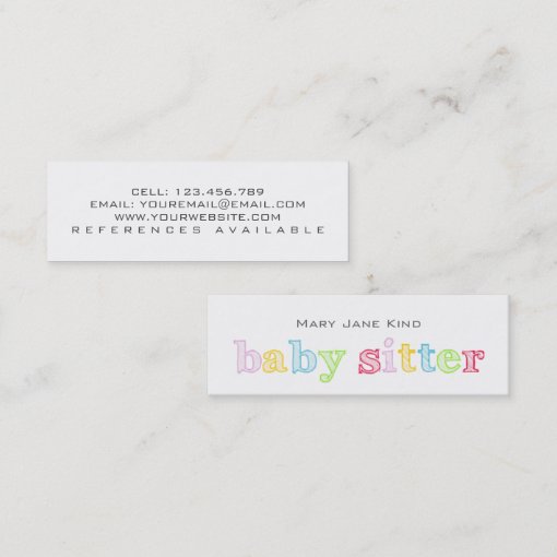 Babysitting & Child Care - Customisable Mini Business Card | Zazzle