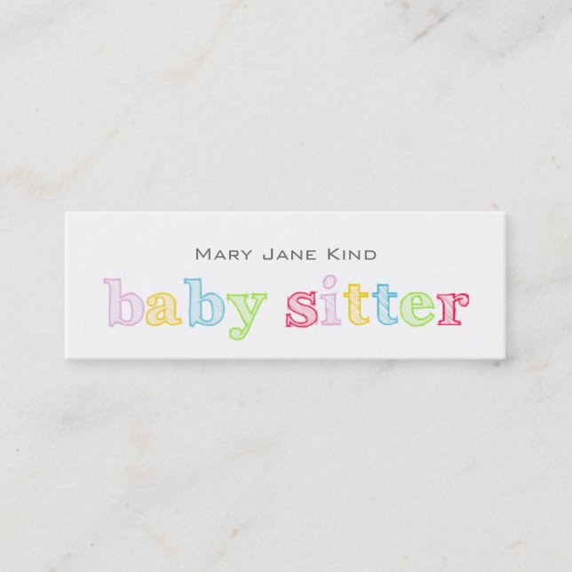 Babysitting & Child Care - Customisable Mini Business Card (Front)