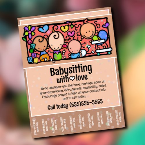 Babysitting Child Care Promotional Tear Sheet