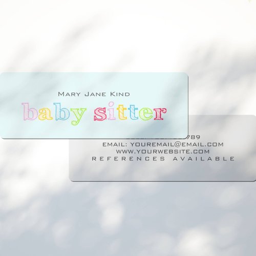 Babysitting  Child Care Rainbow color Mini Business Card