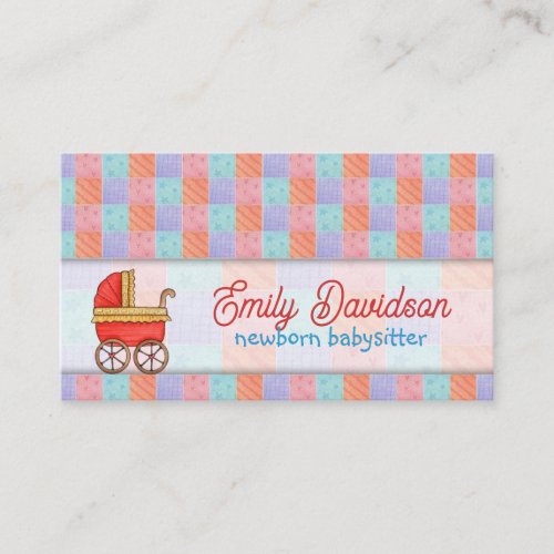 Red Trolley Babysitting &amp; Child Care Squared Card Business Cards