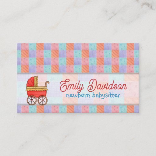 Customizable Red Trolley Babysitting &amp; Child Care Squared Card Business Cards