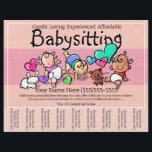 Babysitting Cute Child Care  Day Care Tear Sheet<br><div class="desc">This absolutely adorable and utterly unique and customizable tear sheet flyer template will surely set you apart and make your service memorable. It features hand-painted little babies playing happily with a white bunny, brown puppy, colorful hearts and polka dots. Professionally hand drawn in a simple, spontaneous style. You can change...</div>