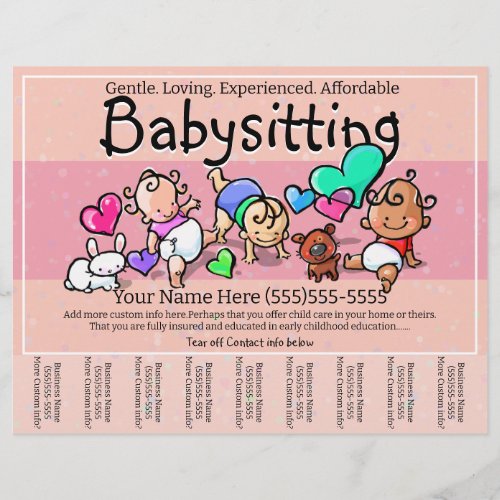 Babysitting Cute Child Care  Day Care Tear Sheet