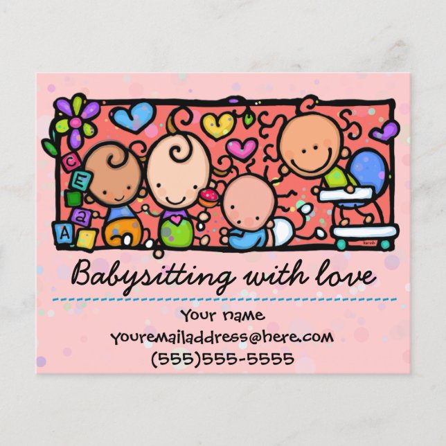 Babysitting day care child care promo glossy 4x5 flyer (Front)