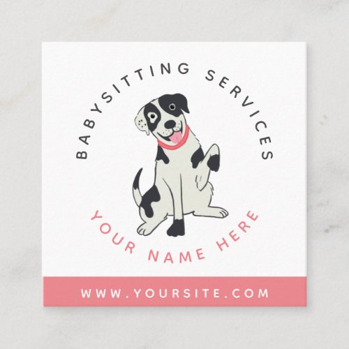 Babysitting Daycare Cute Dalmatian Dog Childcare   Square Business Card