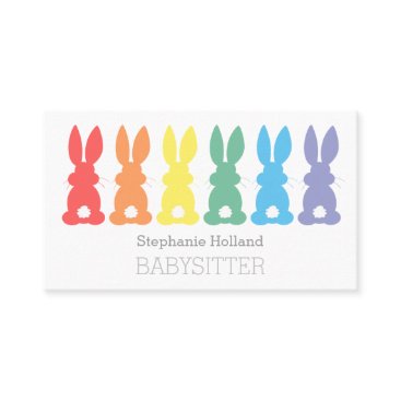 Babysitting Rainbow Bunny Babysitter Nanny Business Card Babysitting Rainbow Bunny Babysitter Nanny Business Card