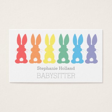 Babysitting Rainbow Bunny Babysitter Nanny Business Card Babysitting Rainbow Bunny Babysitter Nanny Business Card
