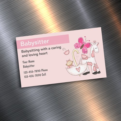 Babysitting Refrigerator Magnetic Business Cards