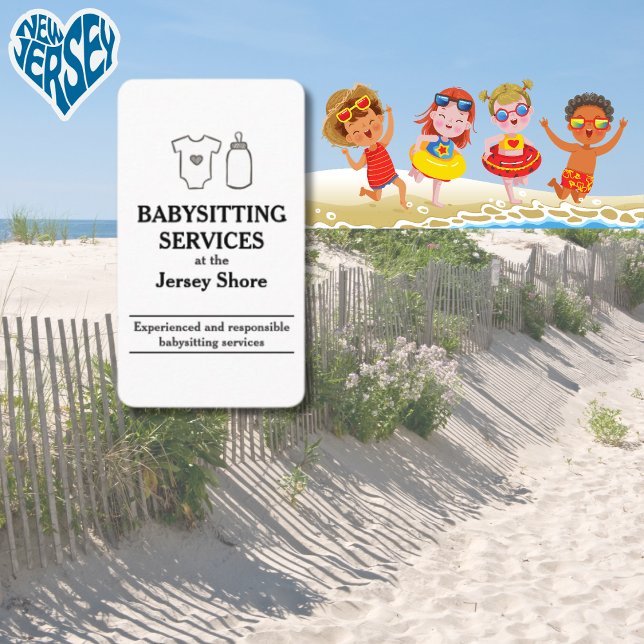 Babysitting Services at the Jersey Shore White Business Card (Creator Uploaded)