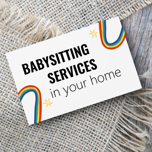 Babysitting Services in home fun rainbow star Business Card