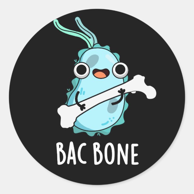 Bac Bone Funny Bacteria Pun  Classic Round Sticker (Front)