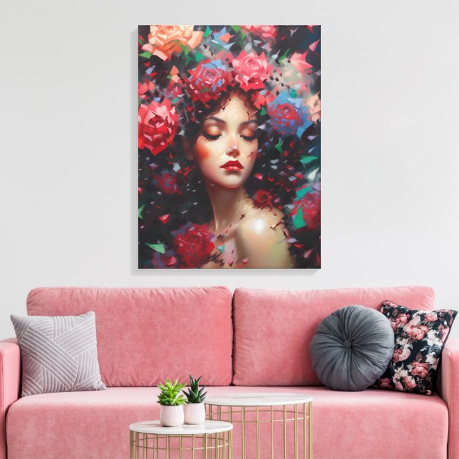 Baccara Rose Canvas Print (Insitu(LivingRoom))