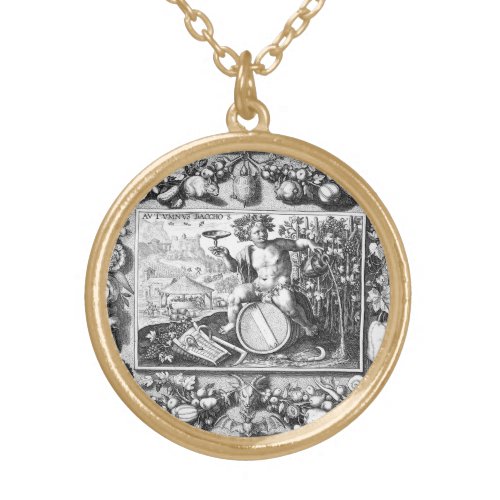 Bacchus God of Wine Gold Plated Necklace