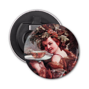 BACCHUS, GRAPES AND WHITE WINE BOTTLE OPENER