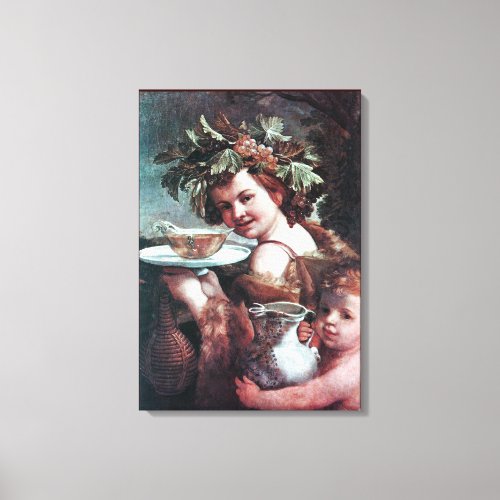 BACCHUS GRAPES AND WHITE WINE CANVAS PRINT