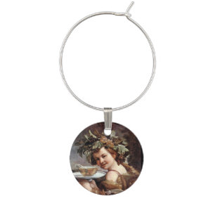 BACCHUS, GRAPES AND WHITE WINE CHARM