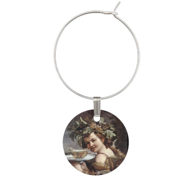 BACCHUS, GRAPES AND WHITE WINE CHARM (Front)