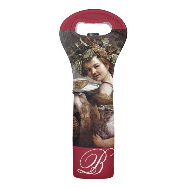 BACCHUS, GRAPES AND WHITE WINE MONOGRAM WINE BAG (Front)