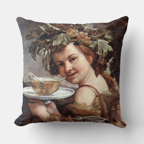 BACCHUS GRAPES AND WHITE WINE THROW PILLOW