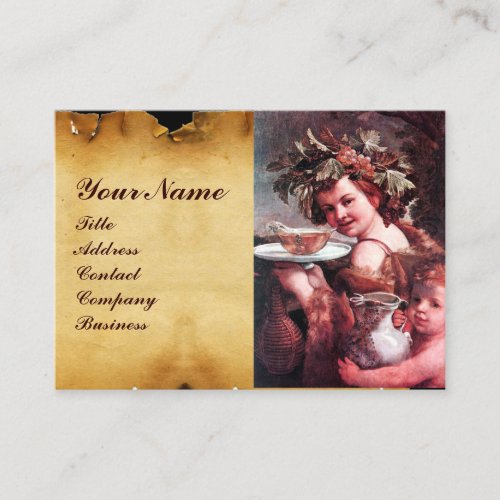 BACCHUS GRAPES ROSE WINE RED WAX SEAL PARCHMENT BUSINESS CARD