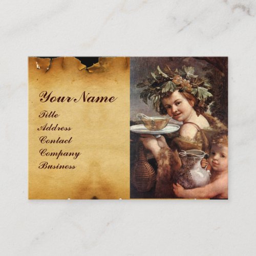 BACCHUS GRAPES WHITE WINE RED WAX SEAL PARCHMENT BUSINESS CARD