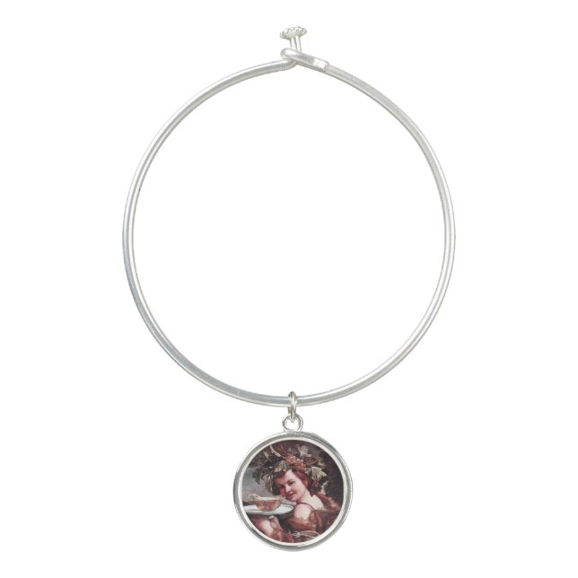 BACCHUS WITH GRAPES AND ROSE WINE  BANGLE BRACELET (Front)