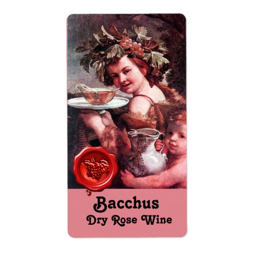 BACCHUS WITH GRAPES AND ROSE WINE RED WAX SEAL LABEL