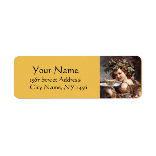 BACCHUS WITH GRAPES AND WHITE WINE LABEL