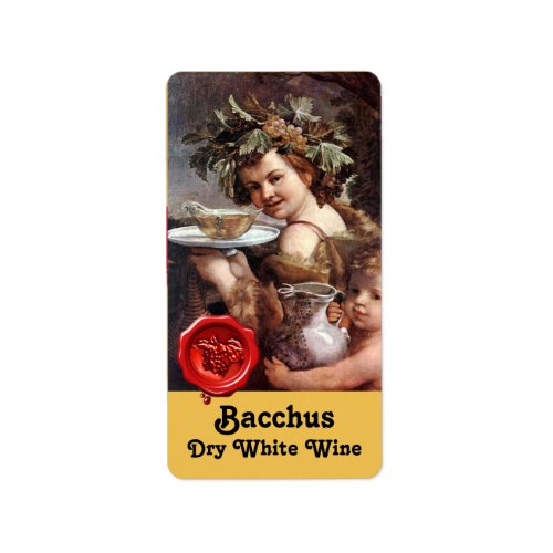 BACCHUS WITH GRAPES AND WHITE WINE RED WAX SEAL LABEL