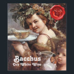 BACCHUS WITH GRAPES AND WHITE WINE RED WAX SEAL WINE LABEL<br><div class="desc">Classic Renaissance Italian masterpiece by Guido Reni . Classy design is perfect for nutritionists, dieticians, caterers,  food service, preparation or restaurant , catering , wine industries.</div>