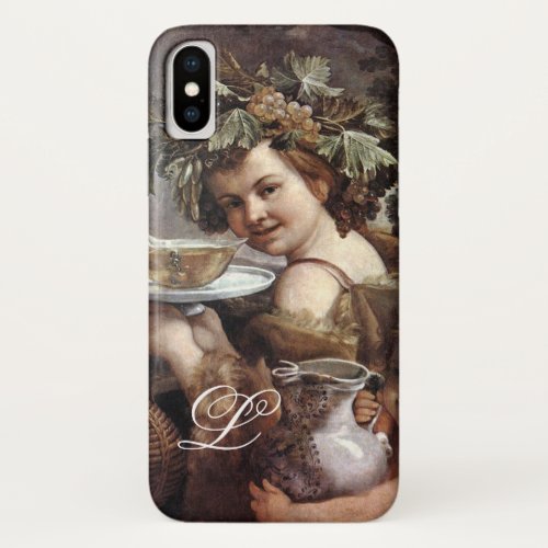 BACCHUS WITH GRAPES AND WINE MONOGRAM iPhone X CASE
