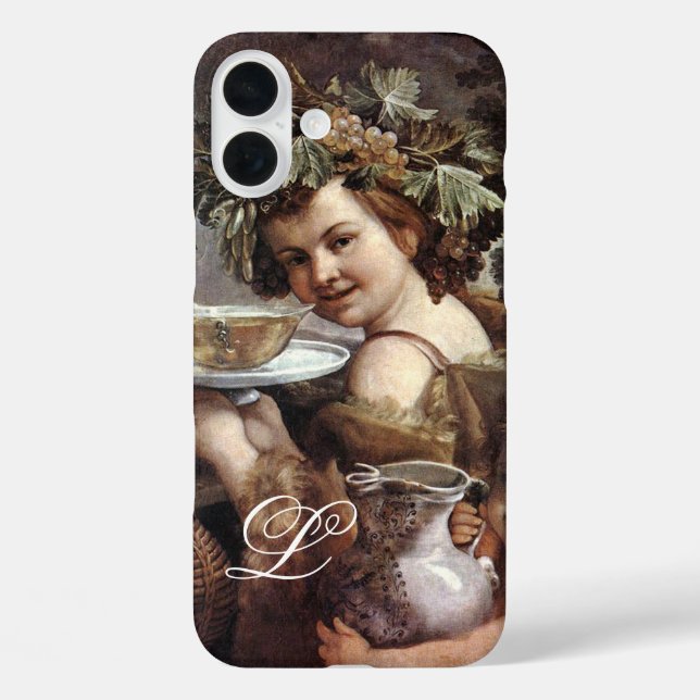 BACCHUS WITH GRAPES AND WINE MONOGRAM Case-Mate iPhone CASE (Back)