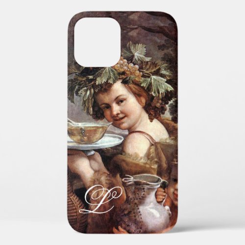 BACCHUS WITH GRAPES AND WINE MONOGRAM iPhone 12 CASE