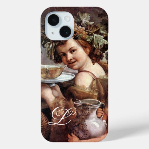 BACCHUS WITH GRAPES AND WINE MONOGRAM iPhone 15 CASE