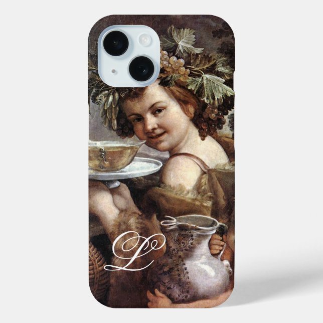 BACCHUS WITH GRAPES AND WINE MONOGRAM Case-Mate iPhone CASE (Back)