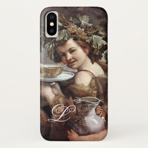 BACCHUS WITH GRAPES AND WINE MONOGRAM iPhone XS CASE